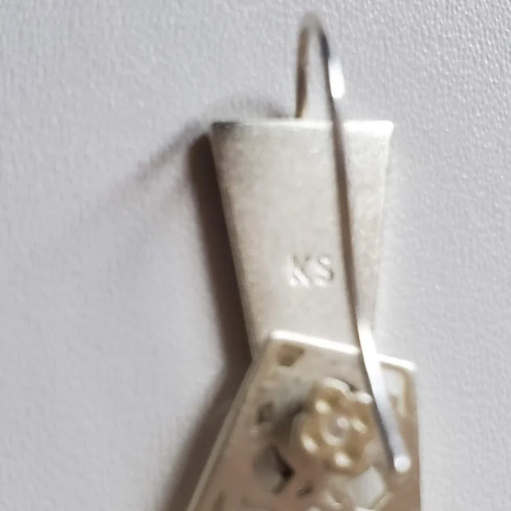 Kendra Scott Keerti Mixed Metal Filigree Drop Earrings Matte Silver Gold Boho